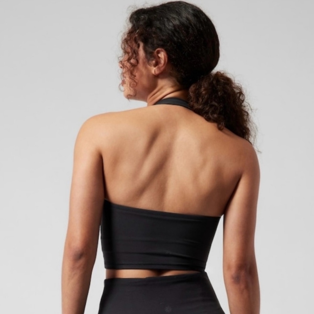 Athleta Halter Crop Sports Bra Black - Picture 2 of 8